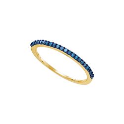 0.2 CTW Blue Colored Diamond Band 10K Yellow Gold