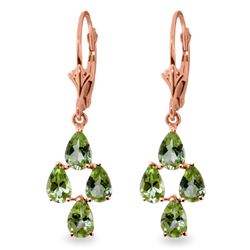 Genuine 4.5 ctw Peridot Earrings Jewelry 14KT Rose Gold - REF-41K2V