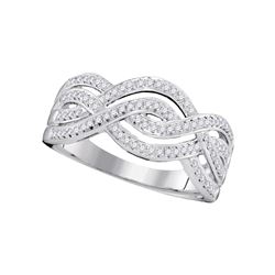 0.25 CTW Natural Diamond Wave Crossover Band 10K White Gold