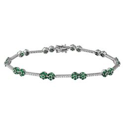 14K White Gold 2.43CTW Ladies Emerald Bracelet - REF-130K6R