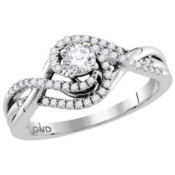 0.5 CTW Natural Diamond Certified Bridal Engagement Ring 14K White Gold