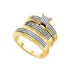 Image 1 : 0.35 CTW His & Hers Natural Diamond Cluster Matching Bridal Ring 10K Yellow Gold