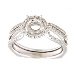 14K White Gold 0.6CTW Diamond Wedding Ring Set - REF-96M3F
