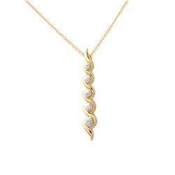 0.04 CTW 14K Yellow Gold Ladies Slider with Chain - REF-19W3H