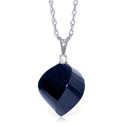 Genuine 15.3 ctw Sapphire & Diamond Necklace Jewelry 14KT White Gold - REF-31Y4F
