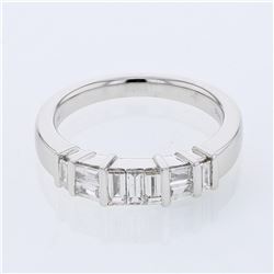 Baguette Diamond Band w/ Invisible & Bar-set in 14K White Gold - REF-107A4N