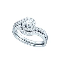 0.66 CTW Natural Diamond Bridal Engagement Ring 14K White Gold