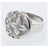 Image 1 : Round Pave & Flushed Floral Diamond Ring in 18K White Gold - REF-122W5H
