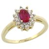 Image 1 : Natural 0.82 ctw Ruby & Diamond Engagement Ring 14K Yellow Gold - REF-48F5N