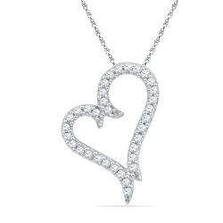 0.2 CTW Natural Diamond Heart Love Pendant 10K White Gold