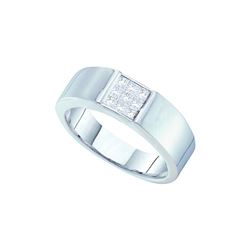 0.5 CTW Princess Natural Diamond Mens Anniversary Band 14K White Gold