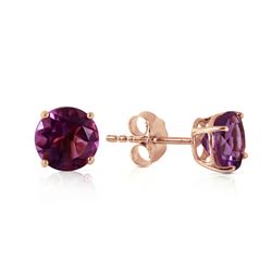 Genuine 0.95 ctw Amethyst Earrings Jewelry 14KT Rose Gold - REF-17A3K