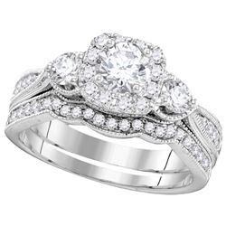 1 CTW Natural Diamond Bridal Engagement Ring 14K White Gold