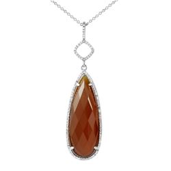 14K White Gold 12.14CTW Agate Necklaces - REF-49W6H
