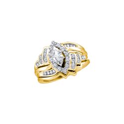 0.48 CTW Marquise Natural Diamond Bridal Engagement Ring 14K Yellow Gold