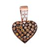 Image 1 : 0.38 CTW Cognac-brown Colored Cluster Diamond Heart Pendant 10K Rose Gold