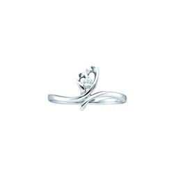 0.05 CTW Natural Diamond Solitaire Heart Promise Ring 14K White Gold