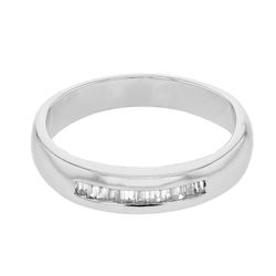 14K White Gold 0.18CTW Gents Baguette Ring - REF-60K2R