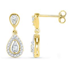 0.36 CTW Natural Diamond Dangle Earrings 10K Yellow Gold