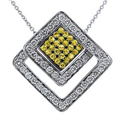 14KTwoTone Gold 1.41CTW Diamond&Sapphire Pendant w/ Chain - REF-103M4F