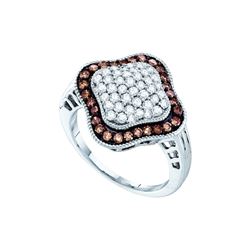 1 CTW Cognac-brown Colored Diamond Unique Cocktail Cluster Fahsion Ring 10K White Gold