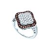Image 1 : 1 CTW Cognac-brown Colored Diamond Unique Cocktail Cluster Fahsion Ring 10K White Gold