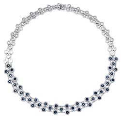 14KWhiteGold 11.74CTW Sapphire & Diamond Necklace - REF-761R2K