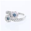 Image 1 : 2-Head Cluster Diamond Ring in 14K White Gold - REF-176Y4X