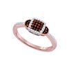 Image 1 : 0.18 CTW Red Colored Diamond Square Cluster Ring 10K Rose Gold