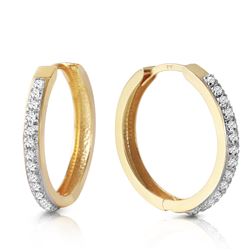 Genuine 0.28 ctw Diamond Anniversary Earrings Jewelry 14KT Yellow Gold - REF-109Y6F