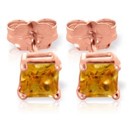 Genuine 0.70 ctw Citrine Earrings Jewelry 14KT Rose Gold - REF-18Y2F