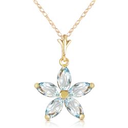 Genuine 1.40 ctw Aquamarine Necklace Jewelry 14KT White Gold - REF-30R3P