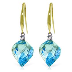 Genuine 27.9 ctw Blue Topaz & Diamond Earrings Jewelry 14KT Yellow Gold - REF-81K5V