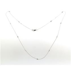 14K White Gold 0.12CTW Diamond Necklace - REF-35F3M