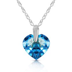 Genuine 1.15 ctw Blue Topaz Necklace Jewelry 14KT White Gold - REF-13H2X