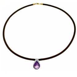 Genuine 6 ctw Amethyst Necklace Jewelry 14KT White Gold - REF-30F5Z