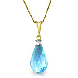 Genuine 2.3 ctw Blue Topaz & Diamond Necklace Jewelry 14KT Yellow Gold - REF-22R8P