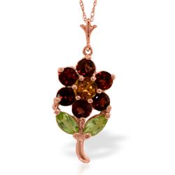 Genuine 1.06 ctw Multi-gemstones Necklace Jewelry 14KT Rose Gold - REF-25A3K