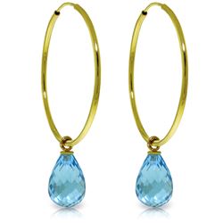 Genuine 4.5 ctw Blue Topaz Earrings Jewelry 14KT Yellow Gold - REF-26A2K