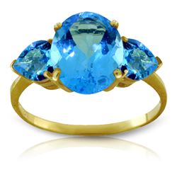 Genuine 4.2 ctw Blue Topaz Ring Jewelry 14KT Yellow Gold - REF-38N6R