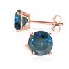 Genuine 1.0 ctw Blue Diamond Earrings Jewelry 14KT Rose Gold - REF-202F2Z