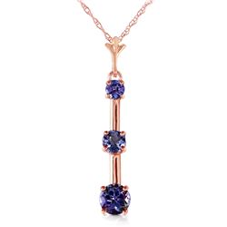 Genuine 1.25 ctw Tanzanite Necklace Jewelry 14KT Rose Gold - REF-36K8V