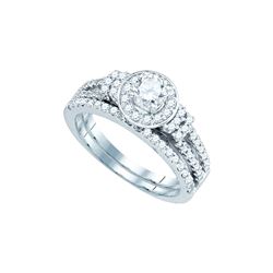 1 CTW Natural Diamond Halo Bridal Engagement Ring 14K White Gold