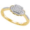 0.18 CTW Natural Diamond Square Cluster Ring 10K Yellow Gold