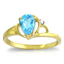 Genuine 0.66 ctw Blue Topaz & Diamond Ring Jewelry 14KT Yellow Gold - REF-31H4X