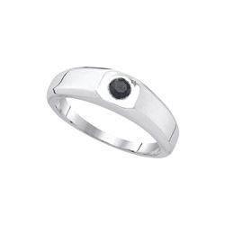 0.33 CTW Mens Black Colored Diamond Solitaire Anniversary Band 10K White Gold