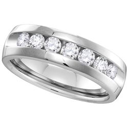 1 CTW Mens Diamond Channel-set Anniversary Band 14K White Gold