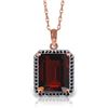 Genuine 7.7 ctw Garnet & Black Diamond Necklace Jewelry 14KT Rose Gold - REF-70P2H