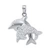 0.13 CTW Natural Pave-set Diamond Dolphin Animal Pendant 10K White Gold