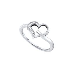 0.04 CTW Natural Diamond Heart Love Ring 10K White Gold